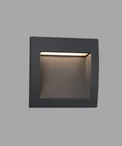 Faro Barcelona SEDNA SQ 140 Χωνευτό Φωτιστικό Τοίχου, Αδιάβροχο, Σκούρου Γκρι Χρώματος, LED 3W 3000K IP65 – 70148
