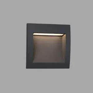 Faro Barcelona SEDNA SQ 140 Χωνευτό Φωτιστικό Τοίχου, Αδιάβροχο, Σκούρου Γκρι Χρώματος, LED 3W 3000K IP65 – 70148
