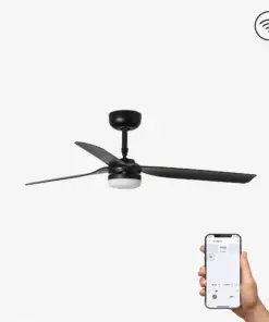Faro Barcelona Punt Smart Wi-Fi Ανεμιστήρας Οροφής με Φως Τηλεχειριστήριο Μαύρου Χρώματος – 33815WP-21