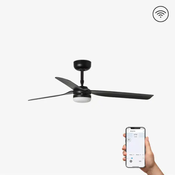 Faro Barcelona Punt Smart Wi-Fi Ανεμιστήρας Οροφής με Φως Τηλεχειριστήριο Μαύρου Χρώματος – 33815WP-21
