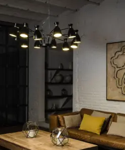 Faro Barcelona RETRO Κρεμαστό 12φωτο Φωτιστικό Μαύρου-Χρυσού Χρώματος – 20051