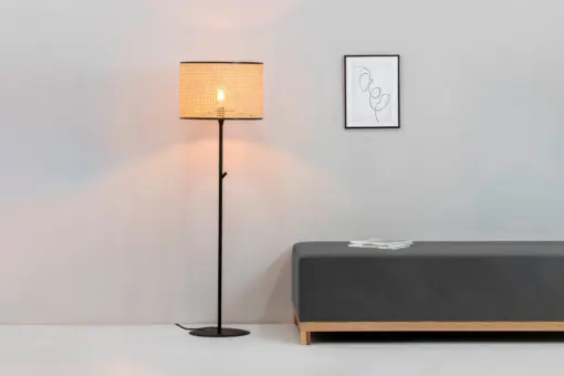 Faro Barcelona MAMBO BLACK Φωτιστικό Δαπέδου, Μαύρου Ραττάν Χρώματος- 64313-49