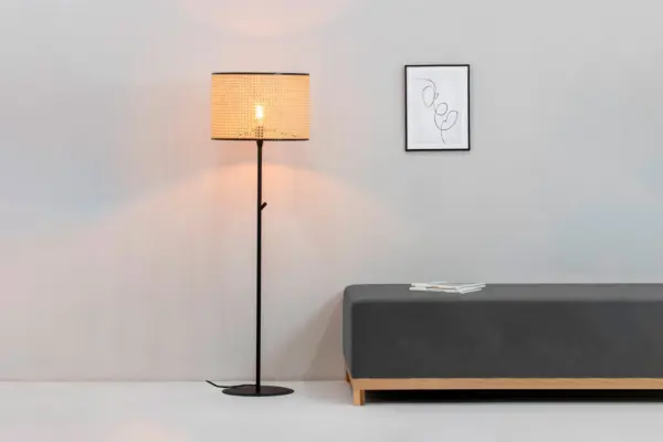 Faro Barcelona MAMBO BLACK Φωτιστικό Δαπέδου, Μαύρου Ραττάν Χρώματος- 64313-49