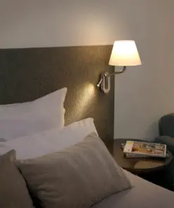 Faro Barcelona ETERNA Επιτοίχιο Φωτιστικό Χρωμίου- Μπεζ Χρώματος με Δεξί Αναγνώστη – 24006-11