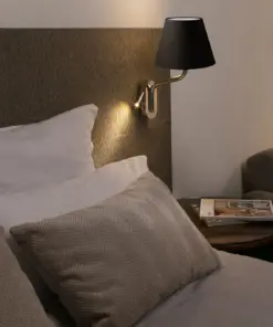 Faro Barcelona ETERNA Επιτοίχιο Φωτιστικό Χρωμίου, Μαύρου Χρώματος, με Δεξί Αναγνώστη – 24006-12