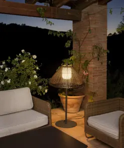 Faro Barcelona HUE OUT Επιδαπέδιο Φωτιστικό Εξωτερικού Χώρου, Ψάθινο Συνθετικό, IP44 – 71575-07