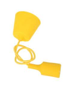 GloboStar® CABLITO 61555 Μοντέρνο Κρεμαστό Φωτιστικό Οροφής Μονόφωτο 1 x E27 Κίτρινο Σιλικόνης Ανάρτηση με Υφασμάτινο Καλώδιο Φ4 x Υ110cm