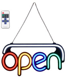 GloboStar® 85859 Φωτιστικό Ταμπέλα Φωτεινή Επιγραφή NEON LED Σήμανσης Animated OPEN 30W AC 230V με Διακόπτη On/Off και Ασύρματο Χειριστήριο IR Λευκό – Κόκκινο – Πράσινο – Κίτρινο – Γαλάζιο