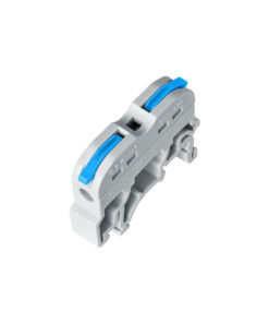 GloboStar® FAST-CONNECT 69903 Μονή Κλέμα Ράγας Ταχείας Σύνδεσης & Διακλάδωσης Καλωδίων για Ηλεκτρολογικούς Πίνακες – 1 x Είσοδος & 1 x Έξοδος με Συμβατή Διατομή Καλωδίων 0.2mm² έως 4mm² – 600V 32A Max – Μ4.5 x Π1 x Υ3.2cm – Γκρι & Μπλε – Πακέτο 10 Τεμαχίων – 5 Years Warranty