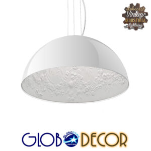 GloboStar® SERENIA WHITE 01152 Μοντέρνο Κρεμαστό Φωτιστικό Οροφής Μονόφωτο Λευκό Γύψινο Καμπάνα Φ40 x 19cm
