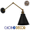 GloboStar® CRUCE 01037 Vintage Industrial Φωτιστικό Τοίχου Απλίκα Μονόφωτο με Σπαστό Μεταλλικό Βραχίονα και Μαύρη Καμπάνα Φ19 x Μ63 x Π19 x Υ77cm