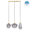 GloboStar® AMARIS 00975 Μοντέρνο Κρεμαστό Φωτιστικό Οροφής Τρίφωτο 3 x E27 Γυάλινο Φιμέ Νίκελ Μ75 x Π30 x Υ30cm