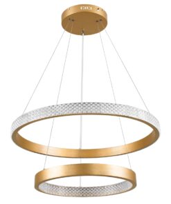 GloboStar® DIAMOND DUO 61151-DECO Κρεμαστό Φωτιστικό Δαχτυλίδι-Κύκλος LED CCT 75W 8743lm 360° AC 220-240V – Εναλλαγή Φωτισμού μέσω Τηλεχειριστηρίου All In One Ψυχρό 6000k+Φυσικό 4500k+Θερμό 2700k Dimmable Φ40+60cm – Χρυσό Βούρτσας – 3 Years Warranty