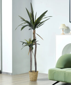 GloboStar® Artificial Garden THASSOS 20294 Διακοσμητικό Πλεκτό Καλάθι – Κασπώ Γλάστρα – Flower Pot Μπεζ με Καφέ Φ26cm x Υ24cm