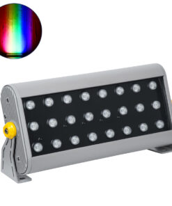 GloboStar® FLOOD-HENA 90643 Προβολέας Wall Washer για Φωτισμό Κτιρίων LED 48W 4800lm 30° DC 24V Αδιάβροχο IP65 Μ39 x Π6 x Υ17cm Πολύχρωμο RGB DMX512 – Ασημί – 3 Years Warranty