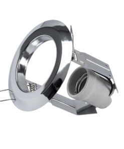 GloboStar® ACIDA 77847 Χωνευτή Στρογγυλή Μεταλλική Βάση Μπετού για Λάμπα R63 με Ντουί E27 AC 220-240V IP20 Φ11 x Υ11cm – Νίκελ – 5 Years Warranty