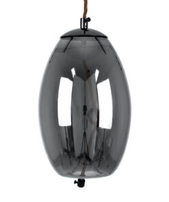 GloboStar® ΑΧΤΟΝ 00755 Μοντέρνο Κρεμαστό Φωτιστικό Οροφής Μονόφωτο Διάφανο Φιμέ Νίκελ Γυάλινο LED AC 100-240V Θερμό Λευκό 2700K Φ17 x Y18cm