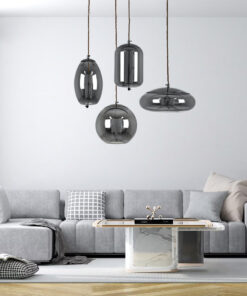 GloboStar® ΑΧΤΟΝ 00755 Μοντέρνο Κρεμαστό Φωτιστικό Οροφής Μονόφωτο Διάφανο Φιμέ Νίκελ Γυάλινο LED AC 100-240V Θερμό Λευκό 2700K Φ17 x Y18cm