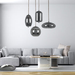 GloboStar® ΑΧΤΟΝ 00755 Μοντέρνο Κρεμαστό Φωτιστικό Οροφής Μονόφωτο Διάφανο Φιμέ Νίκελ Γυάλινο LED AC 100-240V Θερμό Λευκό 2700K Φ17 x Y18cm