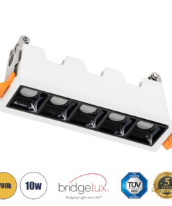 GloboStar® LUMINAR SUPERIOR 60319 Χωνευτό LED Spot Downlight TrimLess 10W 1350lm 36° AC 220-240V IP20 Μ14.8 x Π4.3 x Υ4.5cm – Λευκό με Μαύρο Κάτοπτρο – Θερμό Λευκό 2700K – Bridgelux High Lumen Chip Gen2 – TÜV Certified Driver – 5 Years Warranty