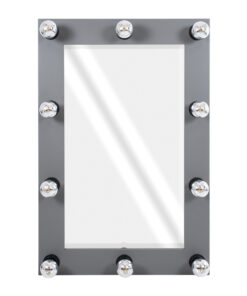 GloboStar® MAKEUP MIRROR-60×90-6 Μοντέρνος Καθρέπτης Μακιγιάζ με Πλαίσιο Φυσικού Ξύλου με Διακόπτη On/Off 10 x E27 AC220-240V – Μ60 x Π7 x Υ90cm – Γκρι Ανθρακί