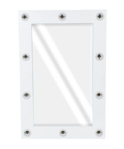 GloboStar® MAKEUP MIRROR-60×90-4 Μοντέρνος Καθρέπτης Μακιγιάζ με Πλαίσιο Φυσικού Ξύλου με Διακόπτη On/Off 10 x E27 AC220-240V – Μ60 x Π7 x Υ90cm – Λευκή Λάκα