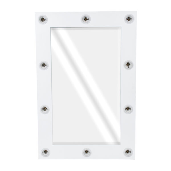 GloboStar® MAKEUP MIRROR-60×90-4 Μοντέρνος Καθρέπτης Μακιγιάζ με Πλαίσιο Φυσικού Ξύλου με Διακόπτη On/Off 10 x E27 AC220-240V – Μ60 x Π7 x Υ90cm – Λευκή Λάκα