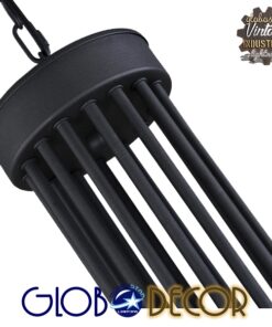 GloboStar® STAIRS 01024 Μοντέρνο Φωτιστικό Οροφής Πολύφωτο Μαύρο Μεταλλικό Φ80 x Y95cm