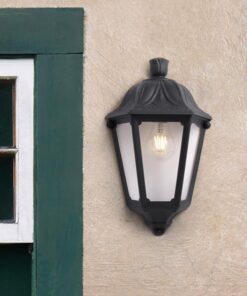 FUMAGALLI IESSE ΑΠΛΙΚΑ ΤΟΙΧΟΥ ΜΑΥΡΗ ΜΙΣΟ ΦΑΝΑΡΑΚΙ E27 350x220mm EUROLAMP – 145-26235