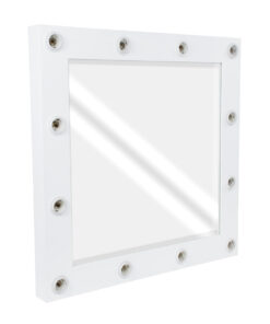 GloboStar® MAKEUP MIRROR-80×80-4 Μοντέρνος Καθρέπτης Μακιγιάζ με Πλαίσιο Φυσικού Ξύλου με Διακόπτη On/Off 12 x E27 AC220-240V – Μ80 x Π7 x Υ80cm – Λευκή Λάκα