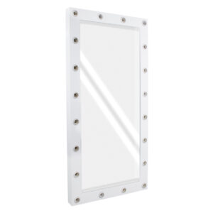 GloboStar® MAKEUP MIRROR-160×80-4 Μοντέρνος Καθρέπτης Μακιγιάζ με Πλαίσιο Φυσικού Ξύλου με Διακόπτη On/Off 20 x E27 AC220-240V – Μ80 x Π7 x Υ160cm – Λευκή Λάκα