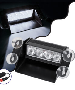 GloboStar® 85104 PRO Series Μπάρα Σήμανσης με Βεντούζες Στήριξης για Παρμπρίζ Οχήματος Ασθενοφόρου για Αυτοκίνητα & Φορτηγά 9 Προγραμμάτων Φωτισμού STROBE LED SMD 4W DC 10-30V IP20 Ψυχρό Λευκό 6000K