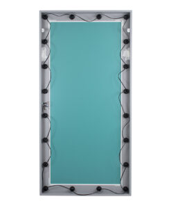 GloboStar® MAKEUP MIRROR-160×80-3 Μοντέρνος Καθρέπτης Μακιγιάζ με Πλαίσιο Φυσικού Ξύλου με Διακόπτη On/Off 20 x E27 AC220-240V – Μ80 x Π7 x Υ160cm – Γκρι Τσιμέντου