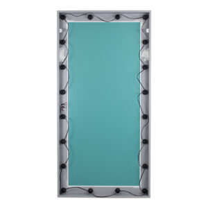 GloboStar® MAKEUP MIRROR-160×80-3 Μοντέρνος Καθρέπτης Μακιγιάζ με Πλαίσιο Φυσικού Ξύλου με Διακόπτη On/Off 20 x E27 AC220-240V – Μ80 x Π7 x Υ160cm – Γκρι Τσιμέντου