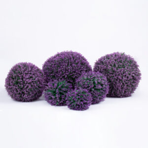GloboStar® 78523 Artificial – Συνθετικό Τεχνητό Διακοσμητικό Φυτό Θάμνος Πυξάρι Πράσινο – Μωβ Φ56cm