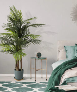 GloboStar® Artificial Garden NAPOLI 20495 Διακοσμητικό Κεραμικό Κασπώ Γλάστρα – Flower Pot Γκρι Μπλε με Χρυσό Φ20 x Υ20cm