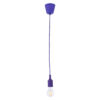 GloboStar® CABLITO 61560 Μοντέρνο Κρεμαστό Φωτιστικό Οροφής Μονόφωτο 1 x E27 Μωβ Σιλικόνης Ανάρτηση με Υφασμάτινο Καλώδιο Φ4 x Υ110cm