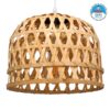 GloboStar® MANGEA 01634 Vintage Κρεμαστό Φωτιστικό Οροφής Μονόφωτο 1 x E27 Καφέ Ξύλινο Μπαμπού Φ32 x Y30cm
