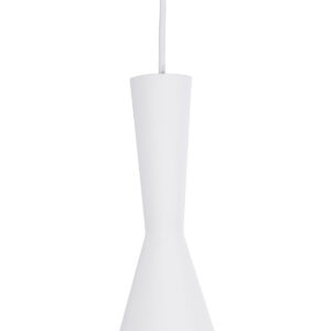 GloboStar® SHANGHAI WHITE 01026-C Μοντέρνο Κρεμαστό Φωτιστικό Οροφής Μονόφωτο 1 x E27 Λευκό Μεταλλικό Καμπάνα Φ19 x Υ38cm