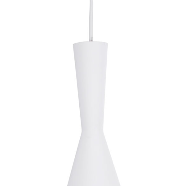 GloboStar® SHANGHAI WHITE 01026-C Μοντέρνο Κρεμαστό Φωτιστικό Οροφής Μονόφωτο 1 x E27 Λευκό Μεταλλικό Καμπάνα Φ19 x Υ38cm