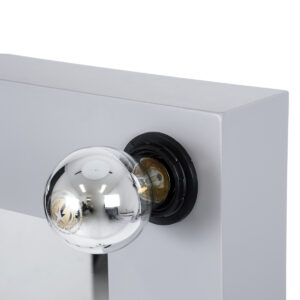 GloboStar® MAKEUP MIRROR-80×80-3 Μοντέρνος Καθρέπτης Μακιγιάζ με Πλαίσιο Φυσικού Ξύλου με Διακόπτη On/Off 12 x E27 AC220-240V – Μ80 x Π7 x Υ80cm – Γκρι Τσιμέντου