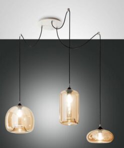 Κρεμαστό Φωτιστικό   Fabas Luce Fiona 3X E27 Μελί     – 3496-47-125