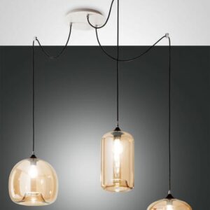Κρεμαστό Φωτιστικό   Fabas Luce Fiona 3X E27 Μελί     – 3496-47-125
