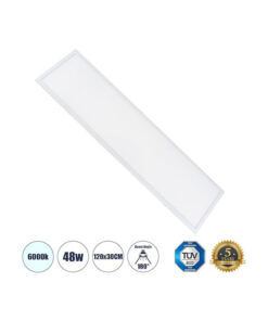 GloboStar Παραλληλόγραμμο Χωνευτό LED Panel Ισχύος 48W με Ψυχρό Λευκό Φως 2τμχ. 120×30εκ. -60212GS