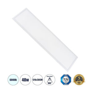 GloboStar Παραλληλόγραμμο Χωνευτό LED Panel Ισχύος 48W με Ψυχρό Λευκό Φως 2τμχ. 120×30εκ. -60212GS