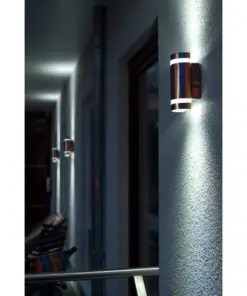 Lutec Focus Round Επιτοίχιο Φωτιστικό Εξωτερικού Χώρου Up&Down Gu10 Inox Χρώματος IP44 – 5604021001