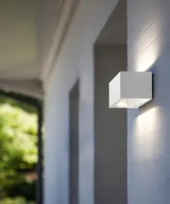 Lutec Gemini Square Small Εξωτερικού Χώρου Led Φωτιστικό Τοίχου Up&Down Λευκό LED 500 lm IP54 4000K – 5189102032