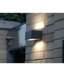 Lutec Gemini Square Small Φωτιστικό Τοίχου Up&Down Εξωτερικού Χώρου Σκούρο Γκρι LED 500lm 4000K IP54 – 5189102118