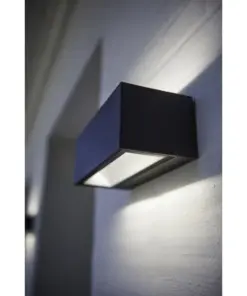 Lutec Gemini Square Large Φωτιστικό Τοίχου Up&Down Εξωτερικού Χώρου Σκούρο Γκρι LED IP54 3300lm 4000K – 5189104118