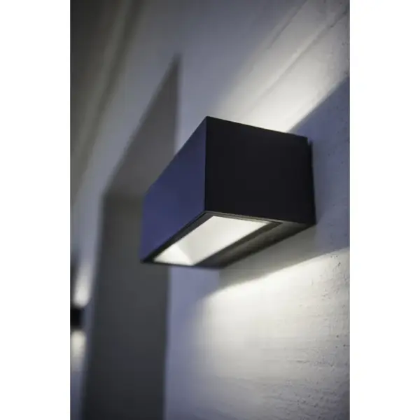 Lutec Gemini Square Large Φωτιστικό Τοίχου Up&Down Εξωτερικού Χώρου Σκούρο Γκρι LED IP54 3300lm 4000K – 5189104118